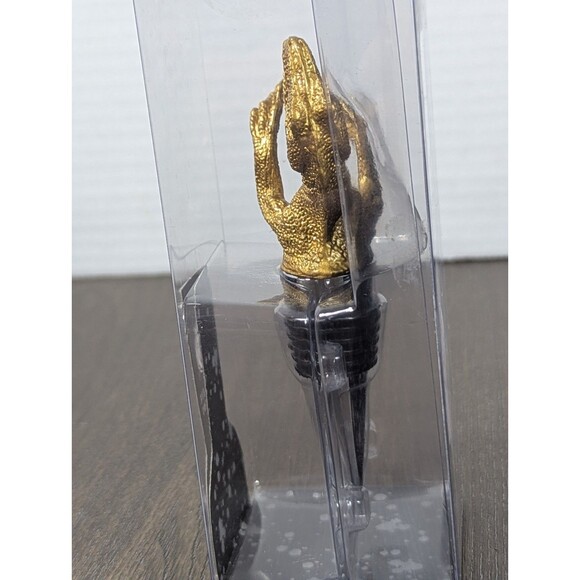 NEW Wild Eye Designs Raptor Wine Stopper Gold Dinosaur Velociraptor Figurine - Picture 4 of 8